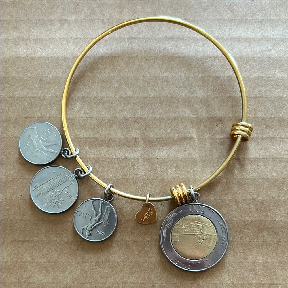 Gold and Silver Charm Bangle Bracelet